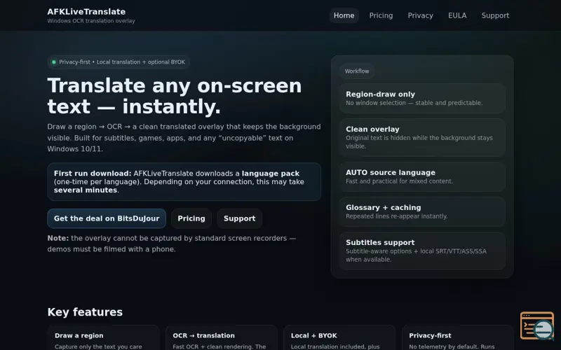 Screenshot of AFK Live Translate