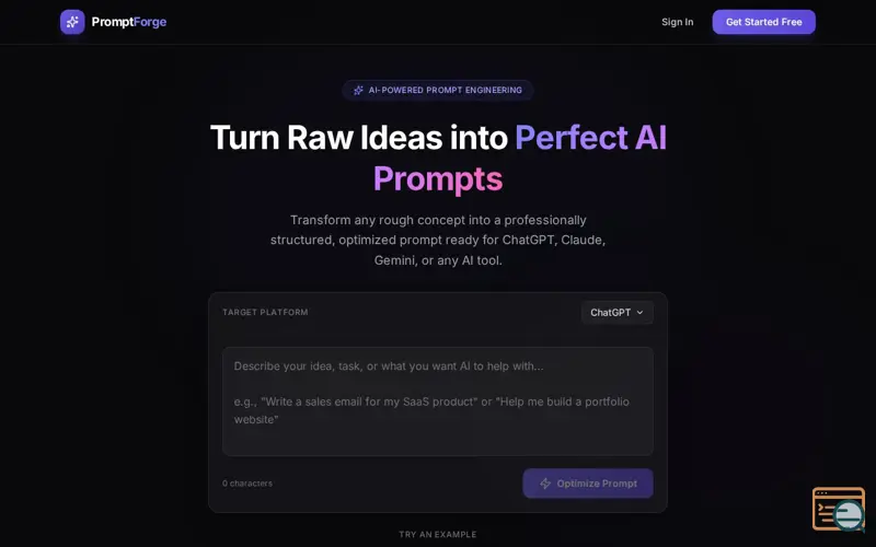 Screenshot of PromptForge