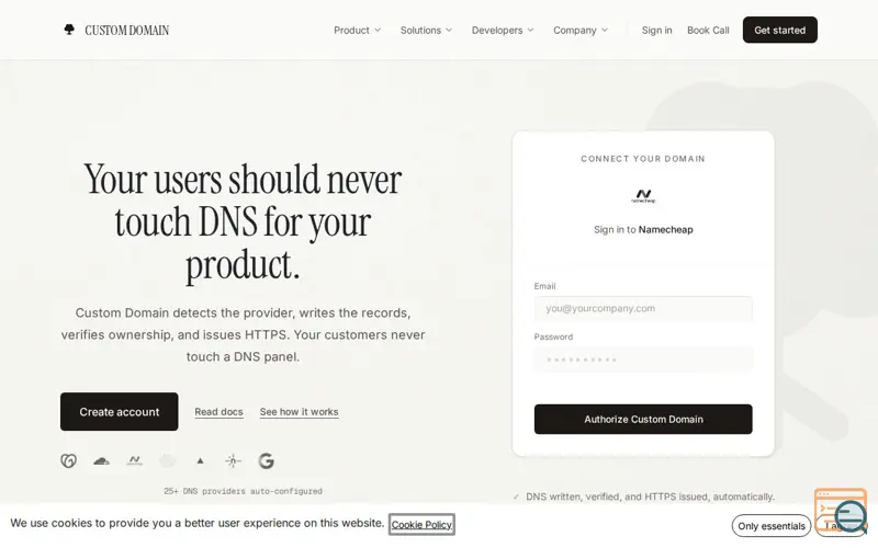 Screenshot of CUSTOM DOMAIN