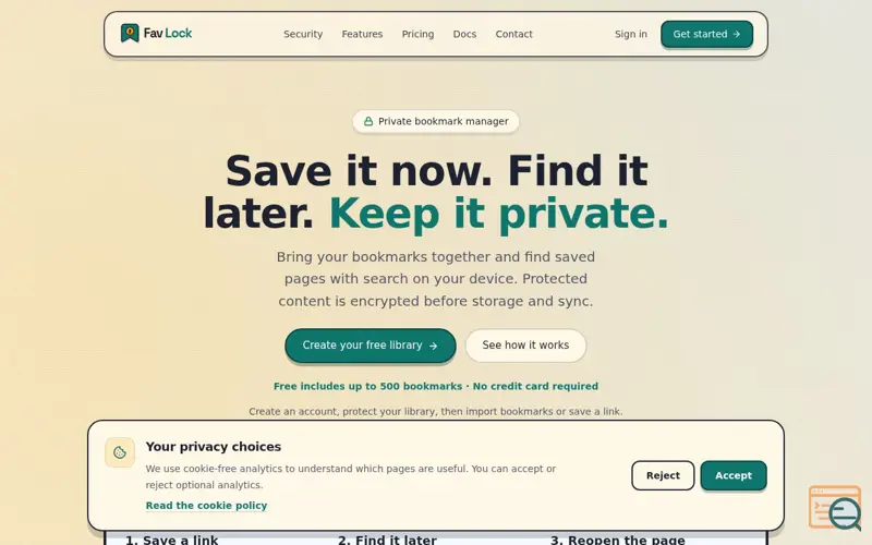 Screenshot of FavLock - Private Library for Bookmarks, Notes, Tasks & Reading
