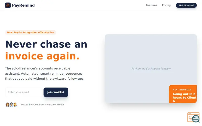 Screenshot of PayRemind