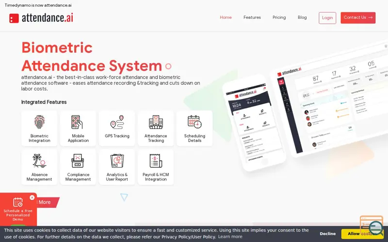Screenshot of attendance.ai, a launch using Amazon Linux