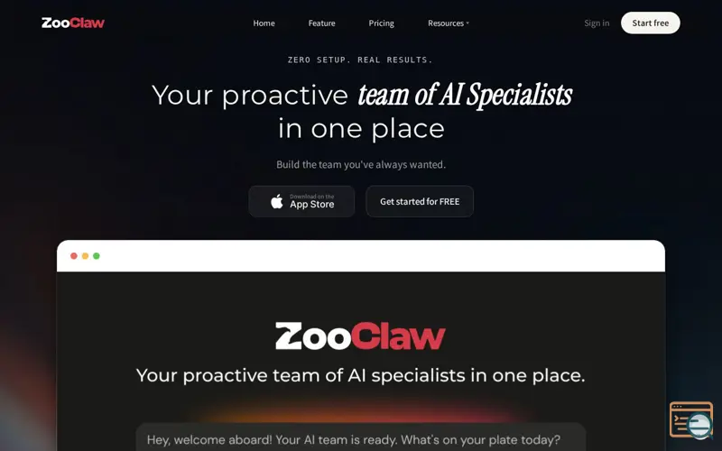 Screenshot of ZooClaw