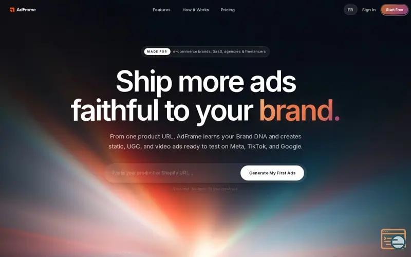 Screenshot of AdFrame