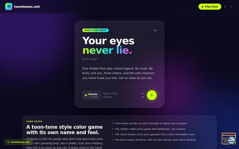 Screenshot of TonTones — Color Memory Game