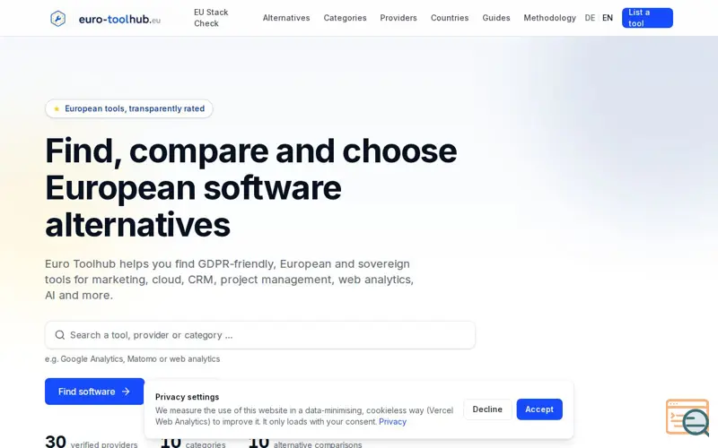 Screenshot of Euro Toolhub