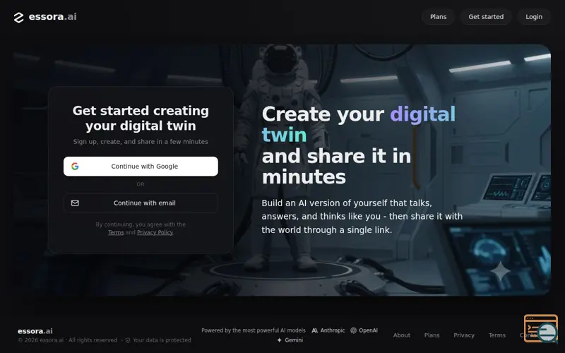 Screenshot of essora.ai