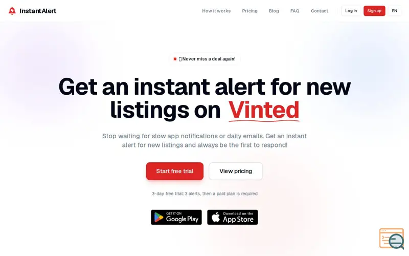 Screenshot of InstantAlert
