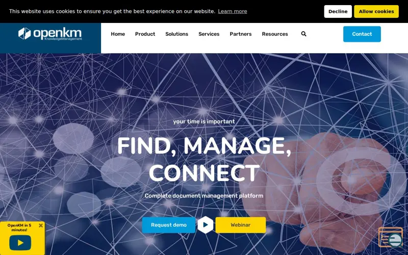 Screenshot of OpenKM, a launch using Zonomi