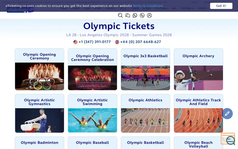 Screenshot of Olympic Tickets on Sale Now, a launch using Draggabilly
