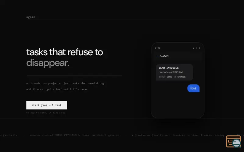 Screenshot of again