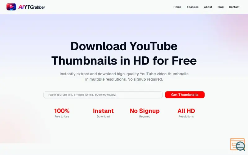 Screenshot of YouTube Thumbnail Downloader