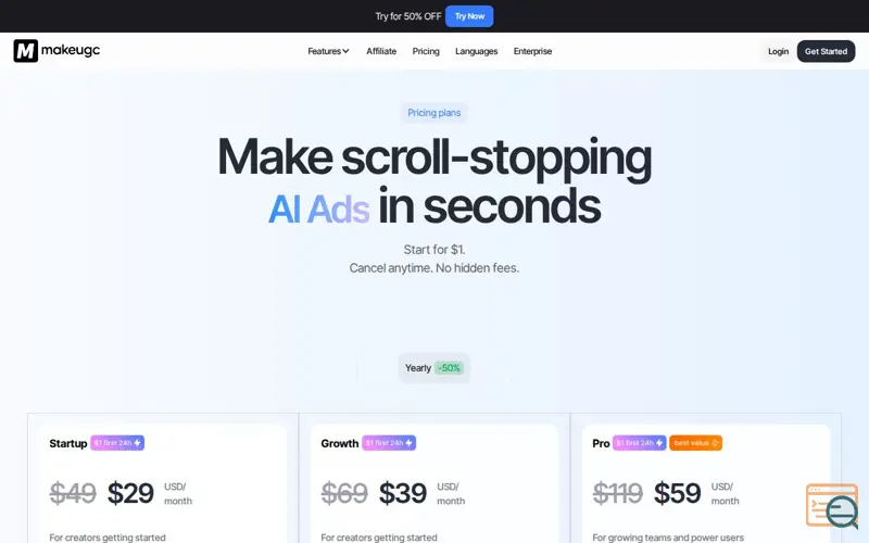Screenshot of AI Ad Workflows, a launch using Video.js