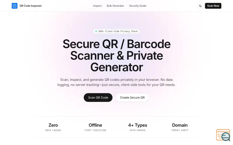 Screenshot of QR Code Inspecter