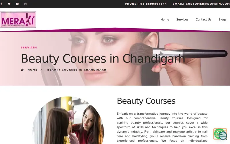 Screenshot of Meraki Makeup Academy & Bridal Studio, a launch using Join.chat