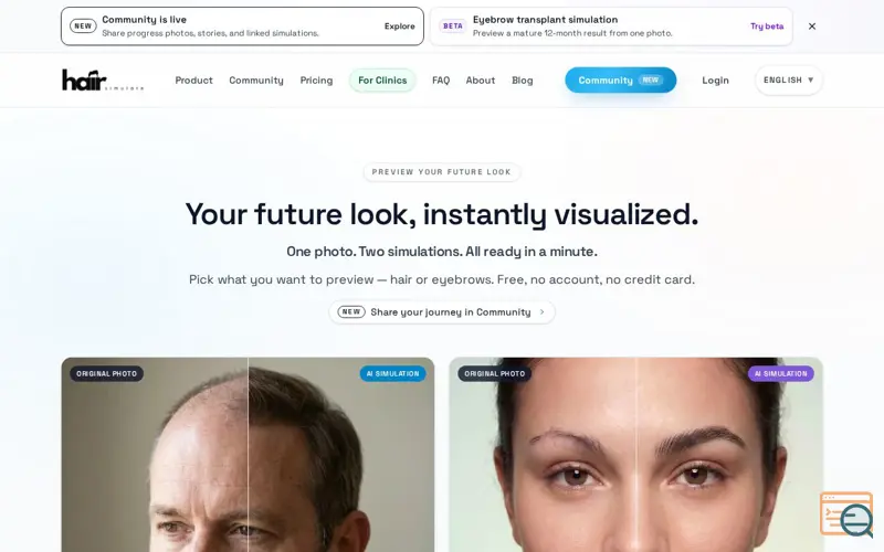 Screenshot of HairSimulate, a launch using Kurumsaleposta