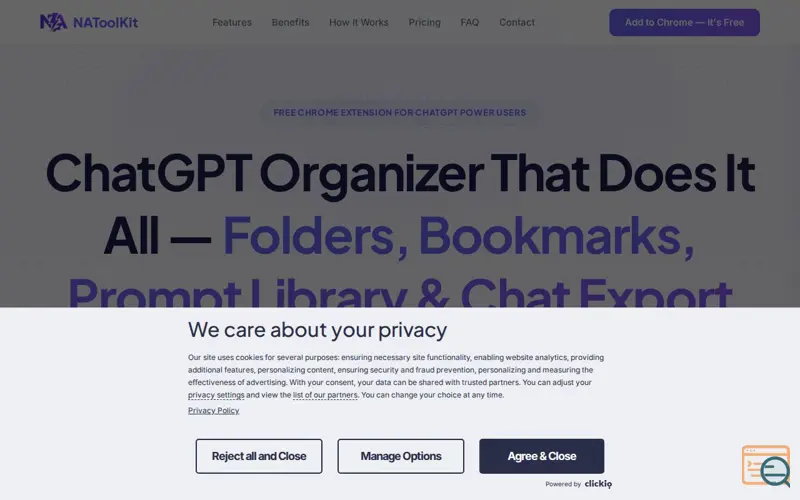 Screenshot of NAToolKit — ChatGPT Organizer