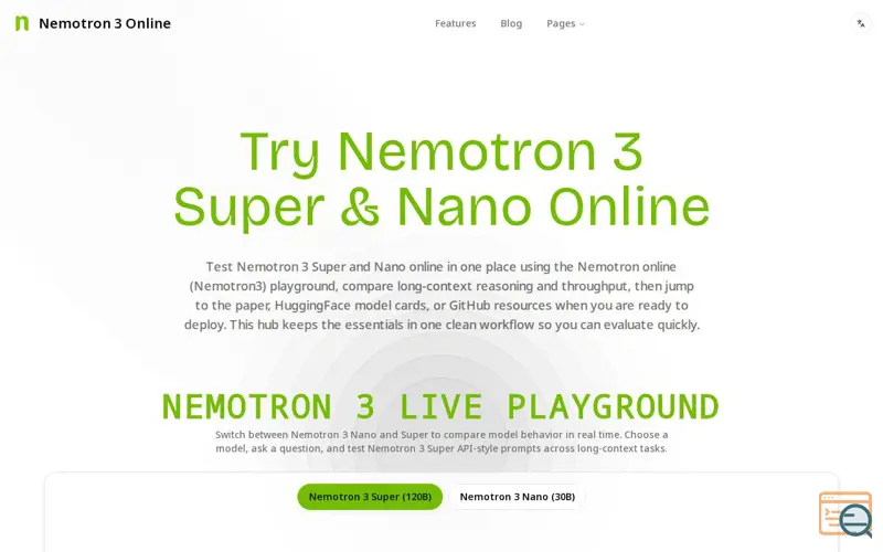 Screenshot of Nemotron 3 Online