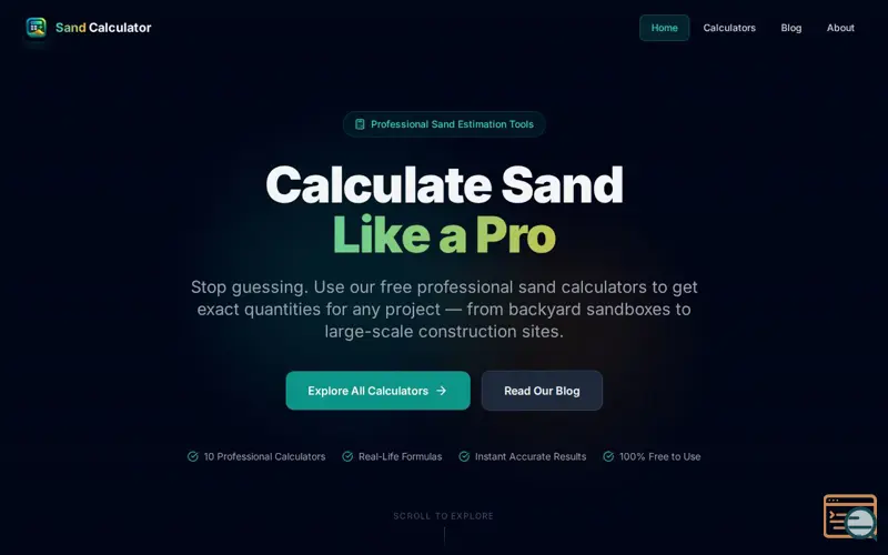 Screenshot of Sand Calculator