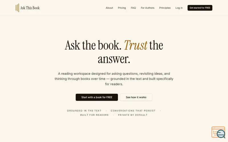 Screenshot of Ask This Book
