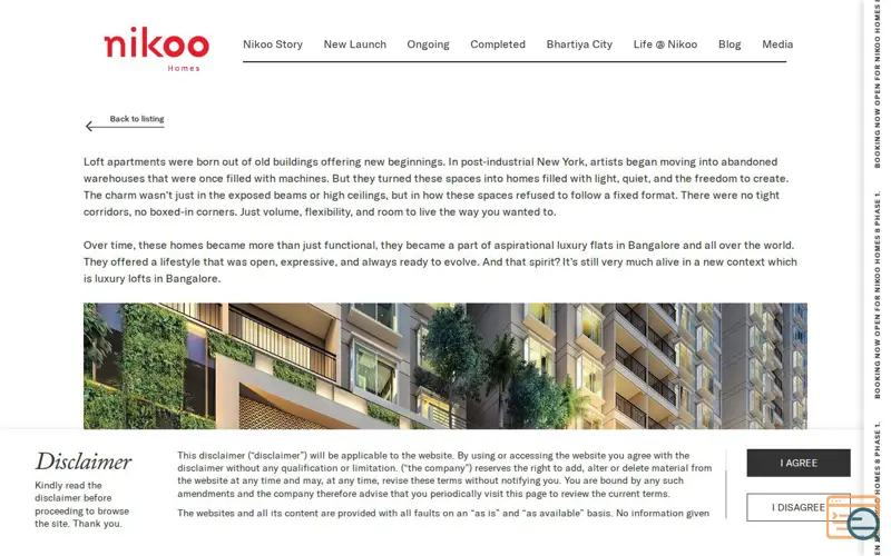 Screenshot of Nikoo Homes | Luxury Flats in Bangalore