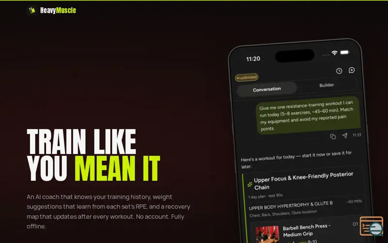 Screenshot of HeavyMuscle