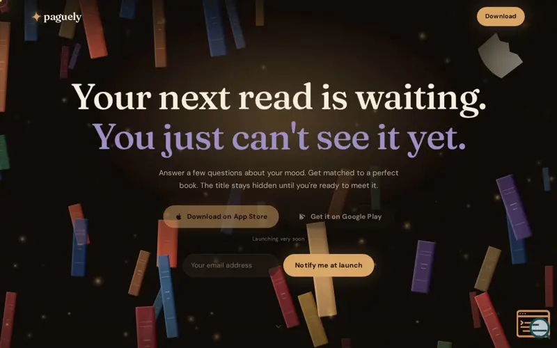 Screenshot of Paguely. Your Blind Date with a Book