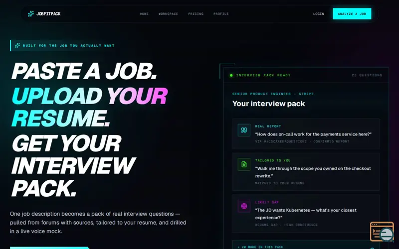 Screenshot of JobFitPack