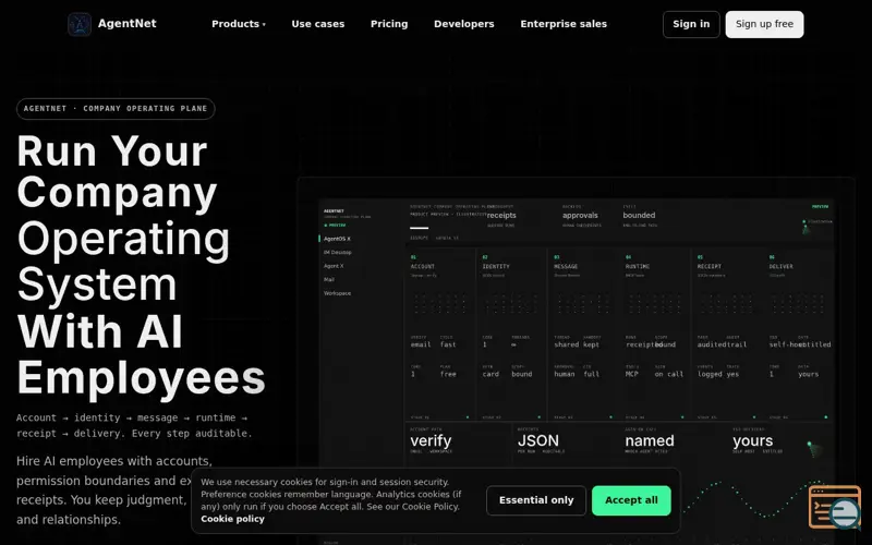 Screenshot of AgentOS X by AgentNet