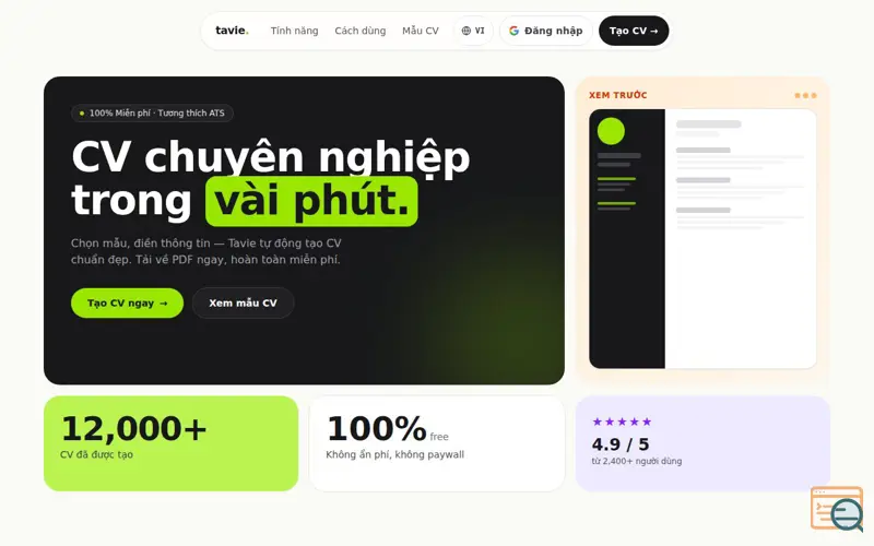 Screenshot of Tavie.work