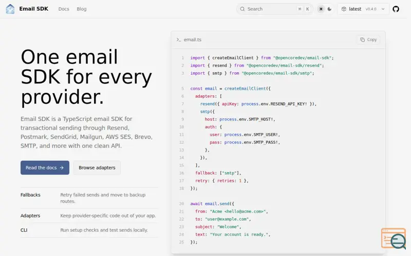 Screenshot of Email SDK