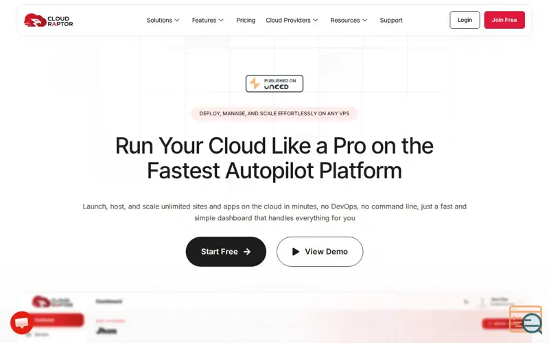 Screenshot of CloudRaptor
