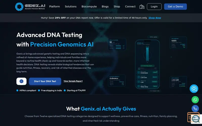 Screenshot of Genix.ai - Precision Genomics Wellness