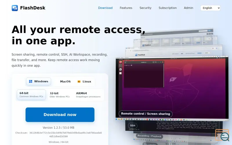 Screenshot of FlashDesk