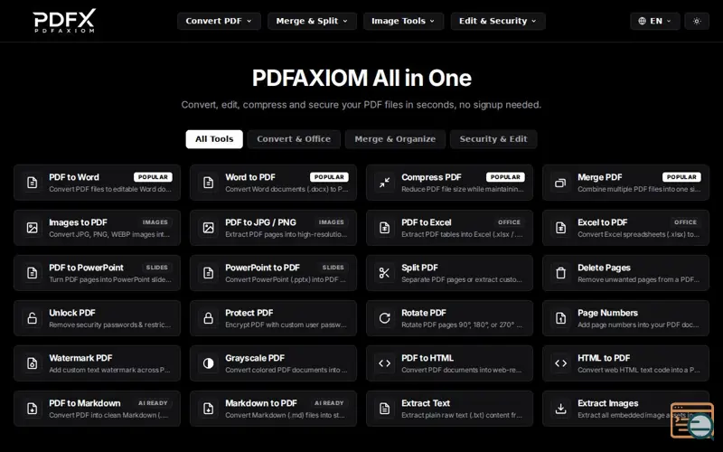 Screenshot of PDFAXIOM