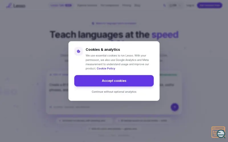 Screenshot of Lesso