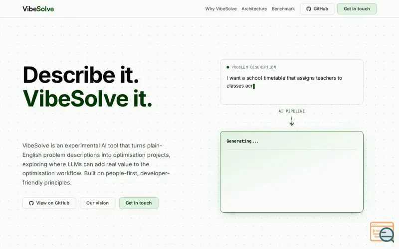 Screenshot of Vibesolve.ai