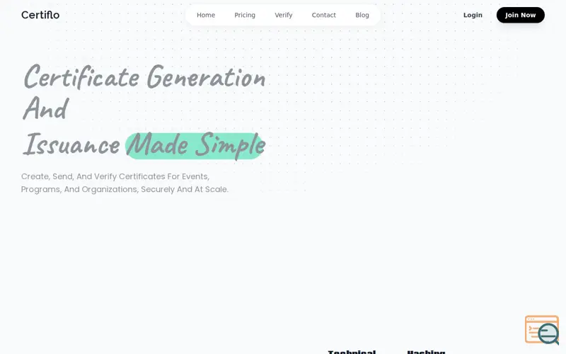 Screenshot of Certiflo