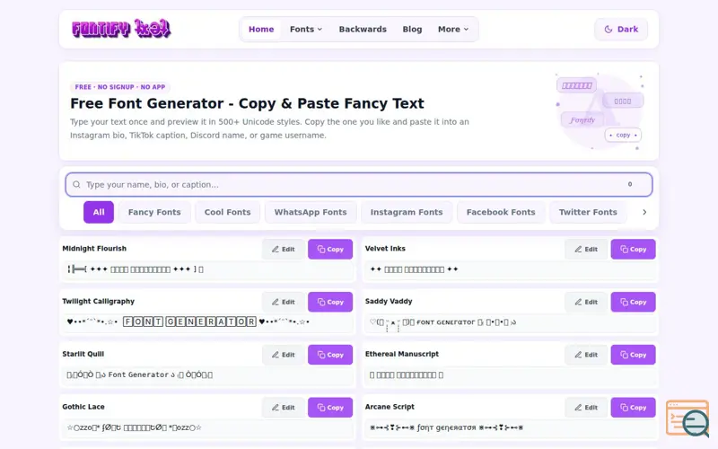 Screenshot of FontifyText