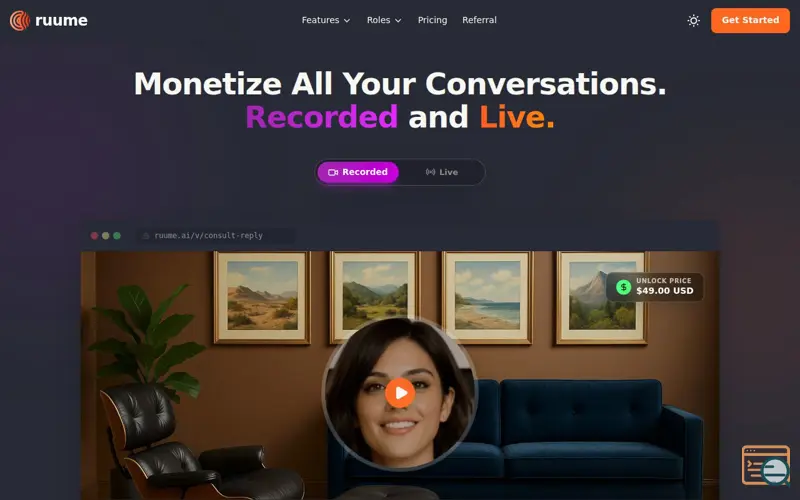 Screenshot of Ruume | Turn conversations into income