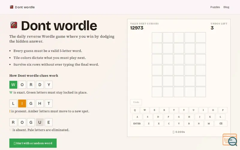 Screenshot of Dont Wordle