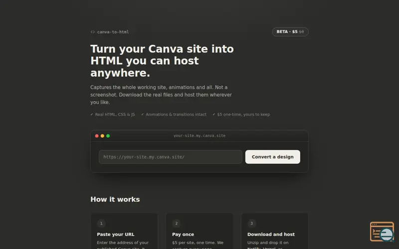 Screenshot of canva-to-html