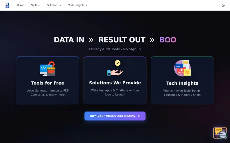 Screenshot of BitBotBoo Solutions