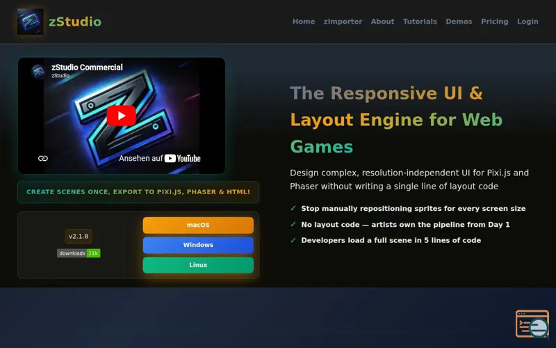 Screenshot of zStudio