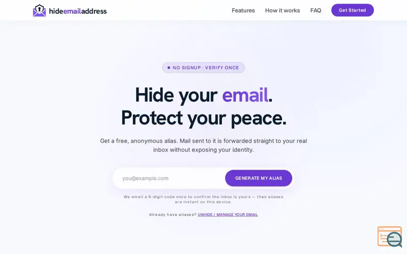 Screenshot of hideemailaddress
