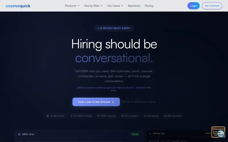 Screenshot of Mira AI By CosmoQuick 