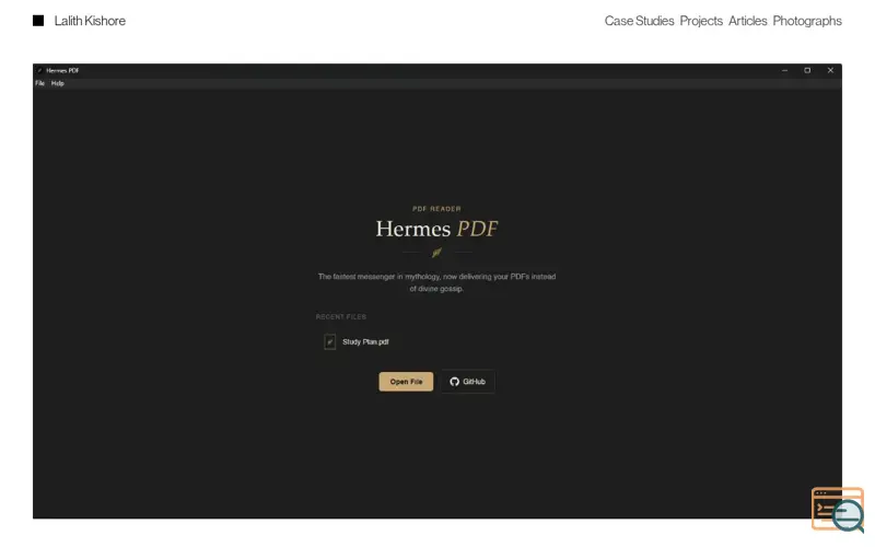 Screenshot of Hermes PDF Reader, a launch using Payload