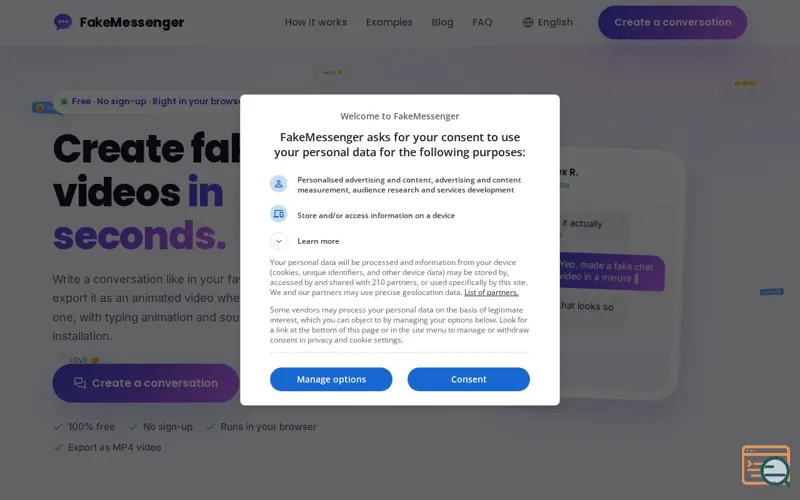 Screenshot of FakeMessenger