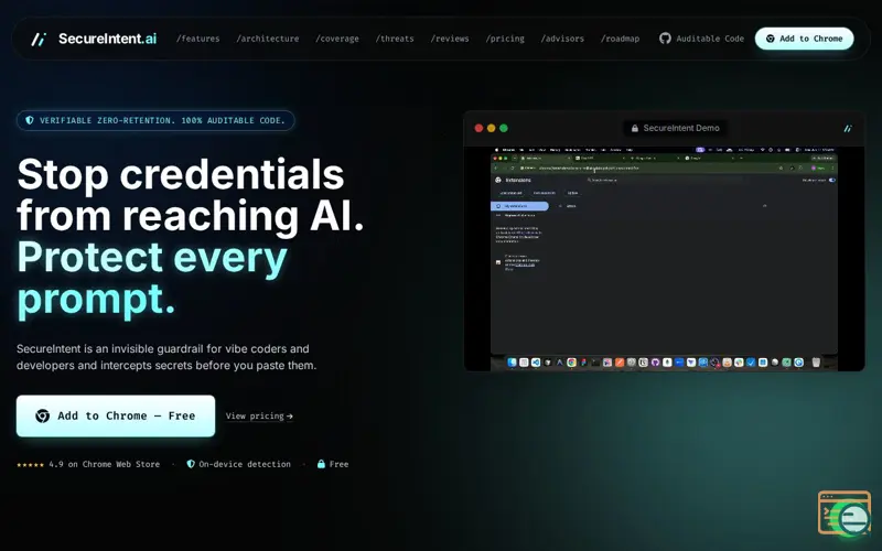 Screenshot of SecureIntent 