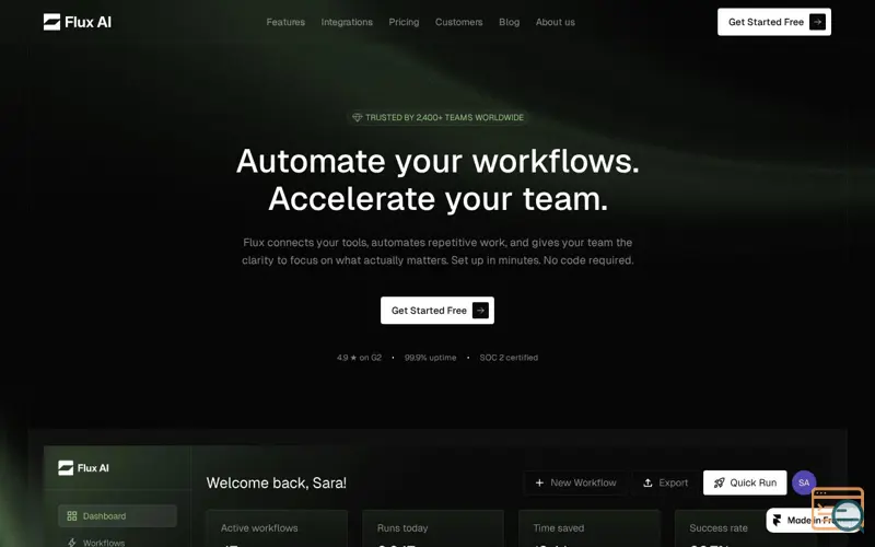 Screenshot of Flux AI